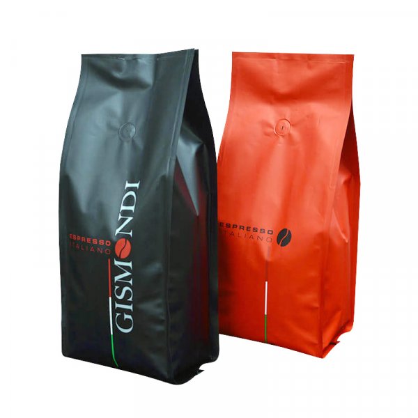 coffee beans custom printed heat seal plastic quad seal packaging bag