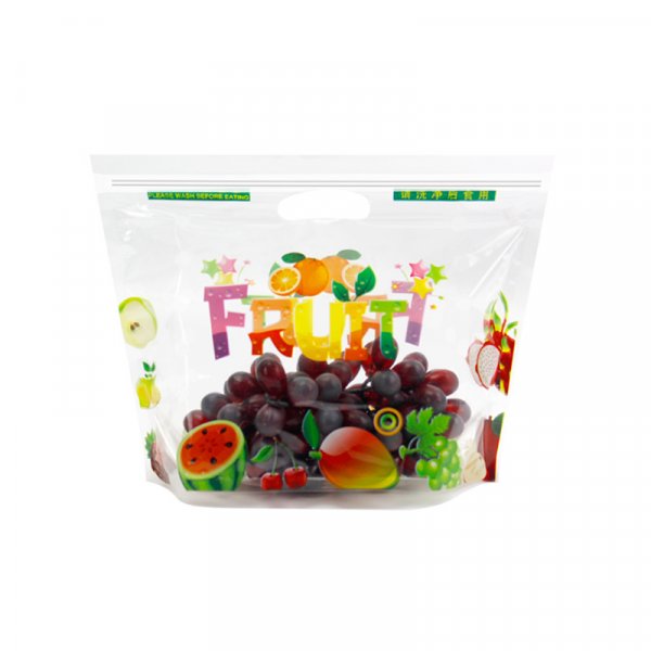 Fruit bag with slider zip, k fresh keeping pouch bottom gusset banana/mango/grape fruit