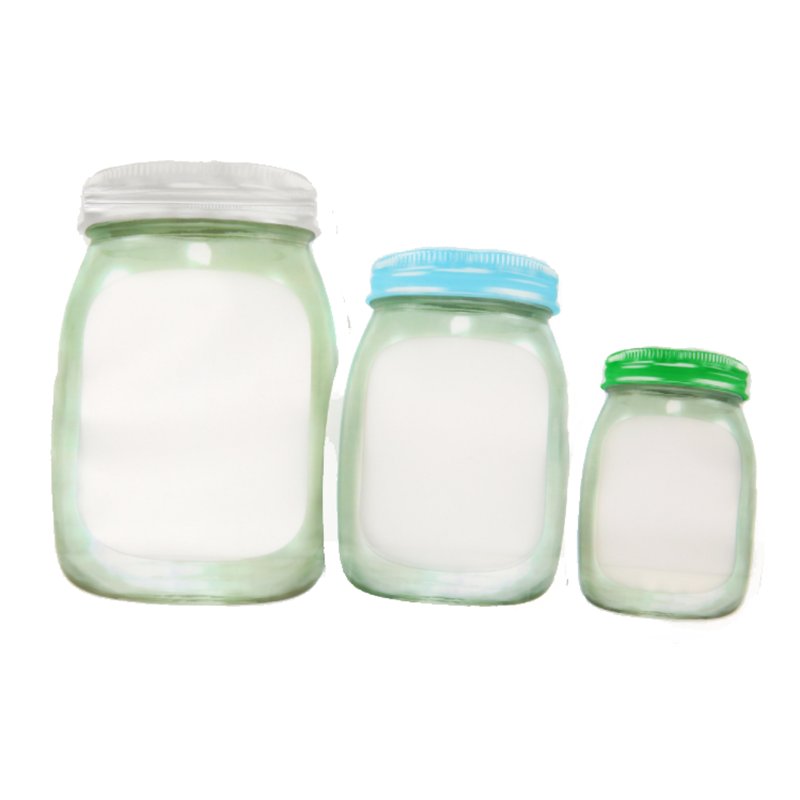 Clear Front Mason Jar Pattern Stand Up Zipper Mylar Bag